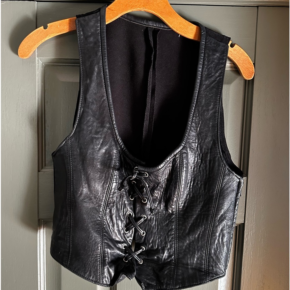 Bebe 90’s  black leather vest